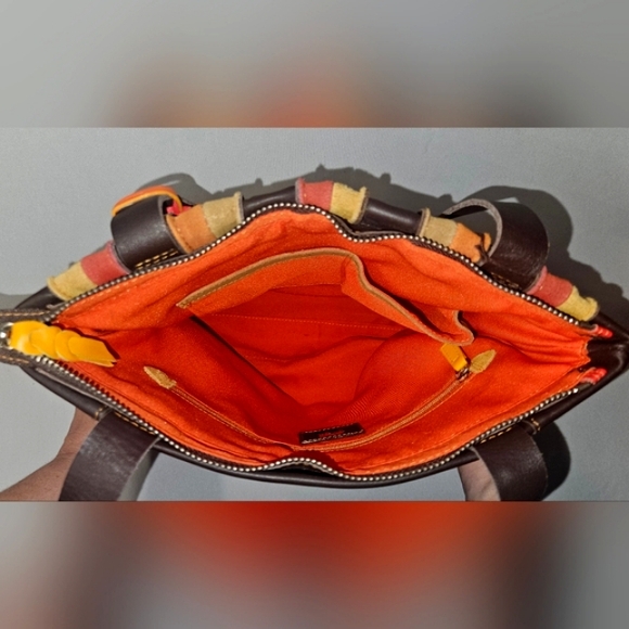 Mywalit Laguna Stripe Brown Leather & Suede Large Tote Shoulder Bag. NWT. - Picture 5 of 6